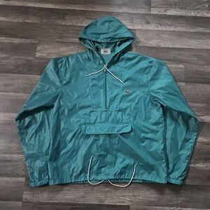 Vintage Izod Lacoste Men's Teal Hooded Windbreaker